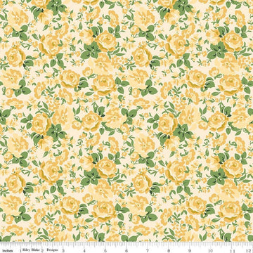 Image of Cowgirl Floral Yellow quilting cotton fabric by Echo Park Paper Co. for Riley Blake Designs. Features flowers on a yellow background. Cute Little Fabric Shop.