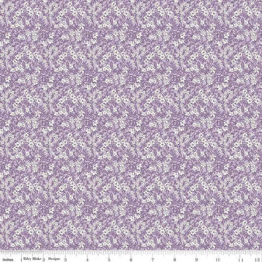 Image of Daybreak on the Prairie Spring Floral Purple quilting cotton fabric by Modern Prairie for Riley Blake Designs. Features flowers on a purple background. Cute Little Fabric Shop.