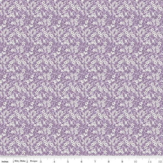 Image of Daybreak on the Prairie Spring Floral Purple quilting cotton fabric by Modern Prairie for Riley Blake Designs. Features flowers on a purple background. Cute Little Fabric Shop.
