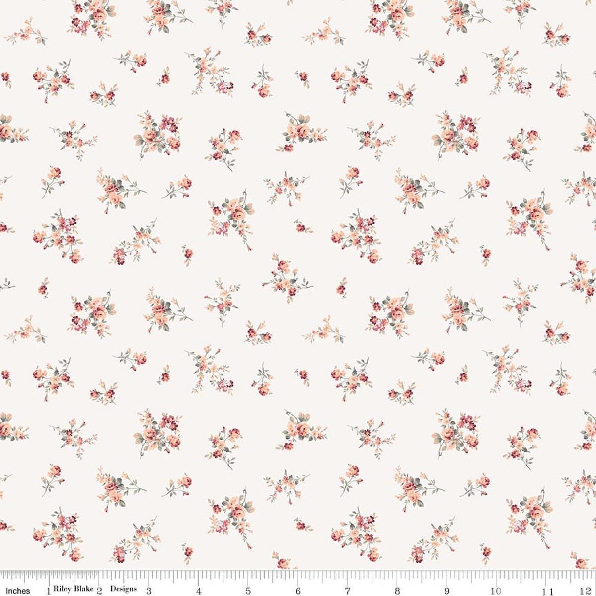 Image of Daybreak on the Prairie Garden Bouquet Cream quilting cotton fabric by Modern Prairie for Riley Blake Designs. Features flowers on a cream background. Cute Little Fabric Shop.