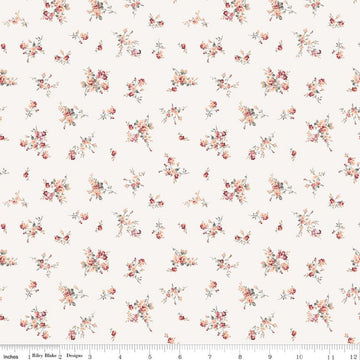 Image of Daybreak on the Prairie Garden Bouquet Cream quilting cotton fabric by Modern Prairie for Riley Blake Designs. Features flowers on a cream background. Cute Little Fabric Shop.