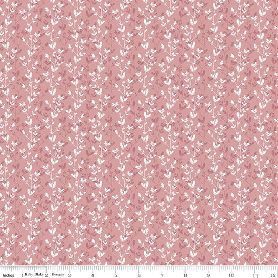 Image of Daybreak on the Prairie Silhouette Floral Rose quilting cotton fabric by Modern Prairie for Riley Blake Designs. Features flowers on a pink background. Cute Little Fabric Shop.