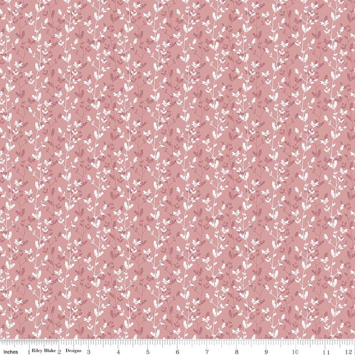 Image of Daybreak on the Prairie Silhouette Floral Rose quilting cotton fabric by Modern Prairie for Riley Blake Designs. Features flowers on a pink background. Cute Little Fabric Shop.
