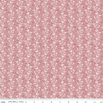 Image of Daybreak on the Prairie Silhouette Floral Rose quilting cotton fabric by Modern Prairie for Riley Blake Designs. Features flowers on a pink background. Cute Little Fabric Shop.
