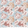 Image of Daybreak on the Prairie Peonies Blue quilting cotton fabric by Modern Prairie for Riley Blake Designs. Features flowers on a blue background. Cute Little Fabric Shop.