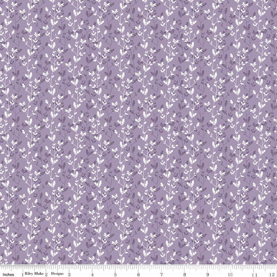 Image of Daybreak on the Prairie Silhouette Floral Purple quilting cotton fabric by Modern Prairie for Riley Blake Designs. Features flowers on a purple background. Cute Little Fabric Shop.