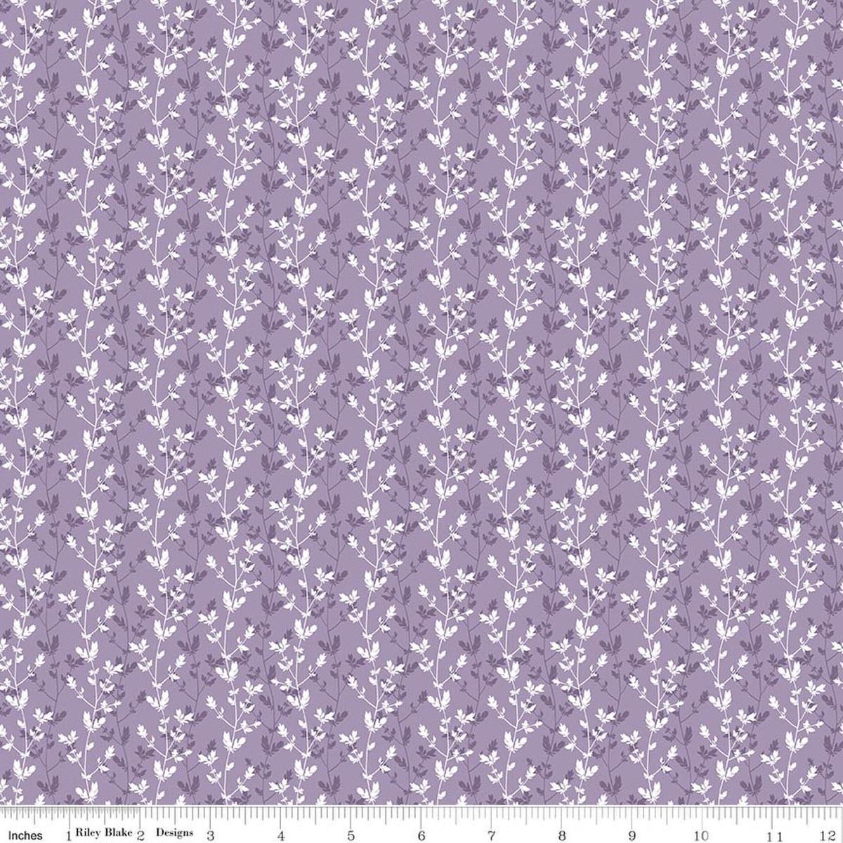 Image of Daybreak on the Prairie Silhouette Floral Purple quilting cotton fabric by Modern Prairie for Riley Blake Designs. Features flowers on a purple background. Cute Little Fabric Shop.