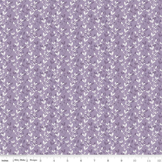 Image of Daybreak on the Prairie Silhouette Floral Purple quilting cotton fabric by Modern Prairie for Riley Blake Designs. Features flowers on a purple background. Cute Little Fabric Shop.