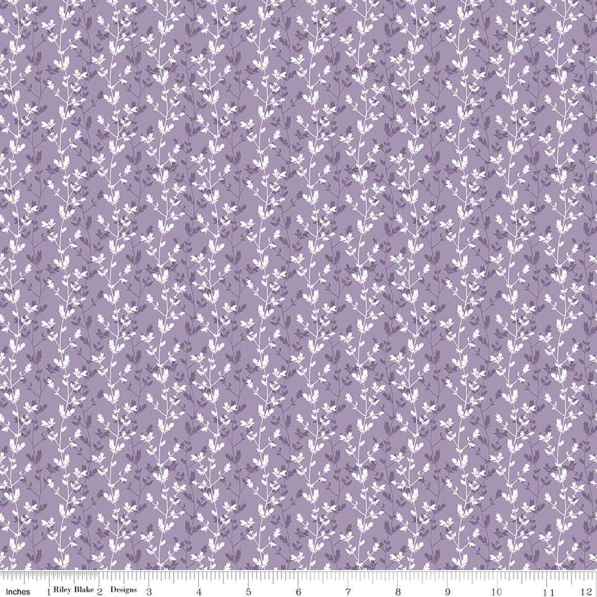 Image of Daybreak on the Prairie Silhouette Floral Purple quilting cotton fabric by Modern Prairie for Riley Blake Designs. Features flowers on a purple background. Cute Little Fabric Shop.