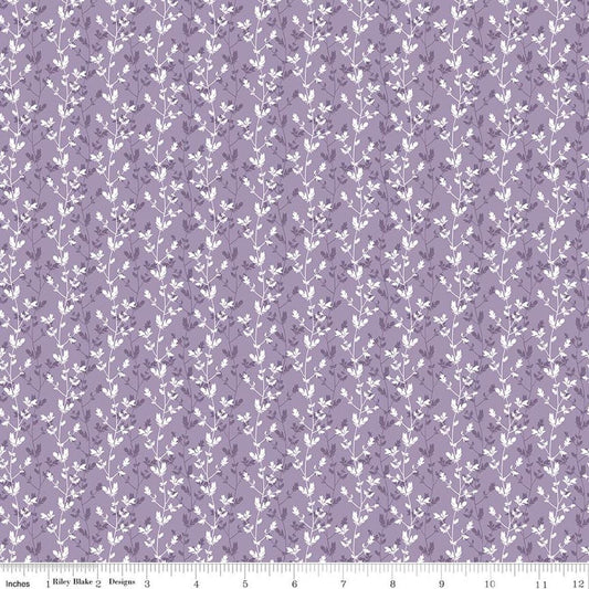 Image of Daybreak on the Prairie Silhouette Floral Purple quilting cotton fabric by Modern Prairie for Riley Blake Designs. Features flowers on a purple background. Cute Little Fabric Shop.