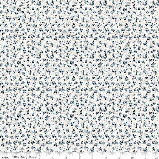 Image of Daybreak on the Prairie Ditsy Cream quilting cotton fabric by Modern Prairie for Riley Blake Designs. Features flowers on a cream background. Cute Little Fabric Shop.