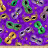 Mardi Gras Tossed Masks Purple Masked Fabrics - 28443 V - QT Fabrics Quilting Cotton Fabric