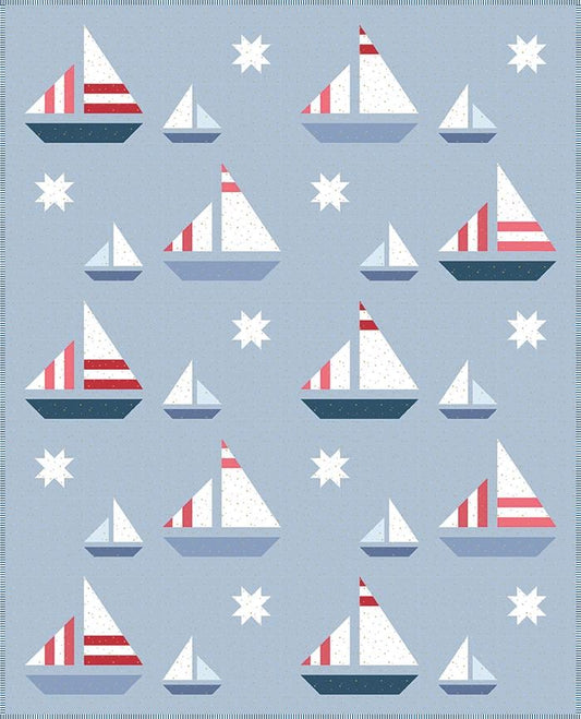 Stripey Sails & Stars Quilt Kit - Sparkler - Melissa Mortensen - Riley Blake Designs - Pattern Quilt Kit -  Quilting Cotton