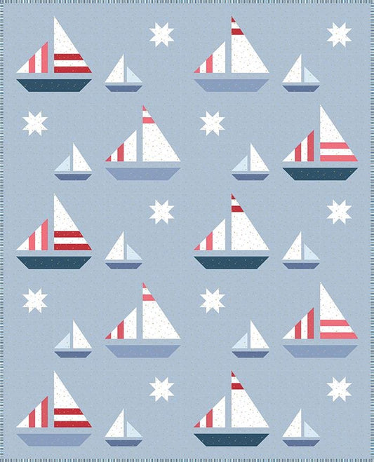Stripey Sails & Stars Quilt Kit - Sparkler - Melissa Mortensen - Riley Blake Designs - Pattern Quilt Kit -  Quilting Cotton