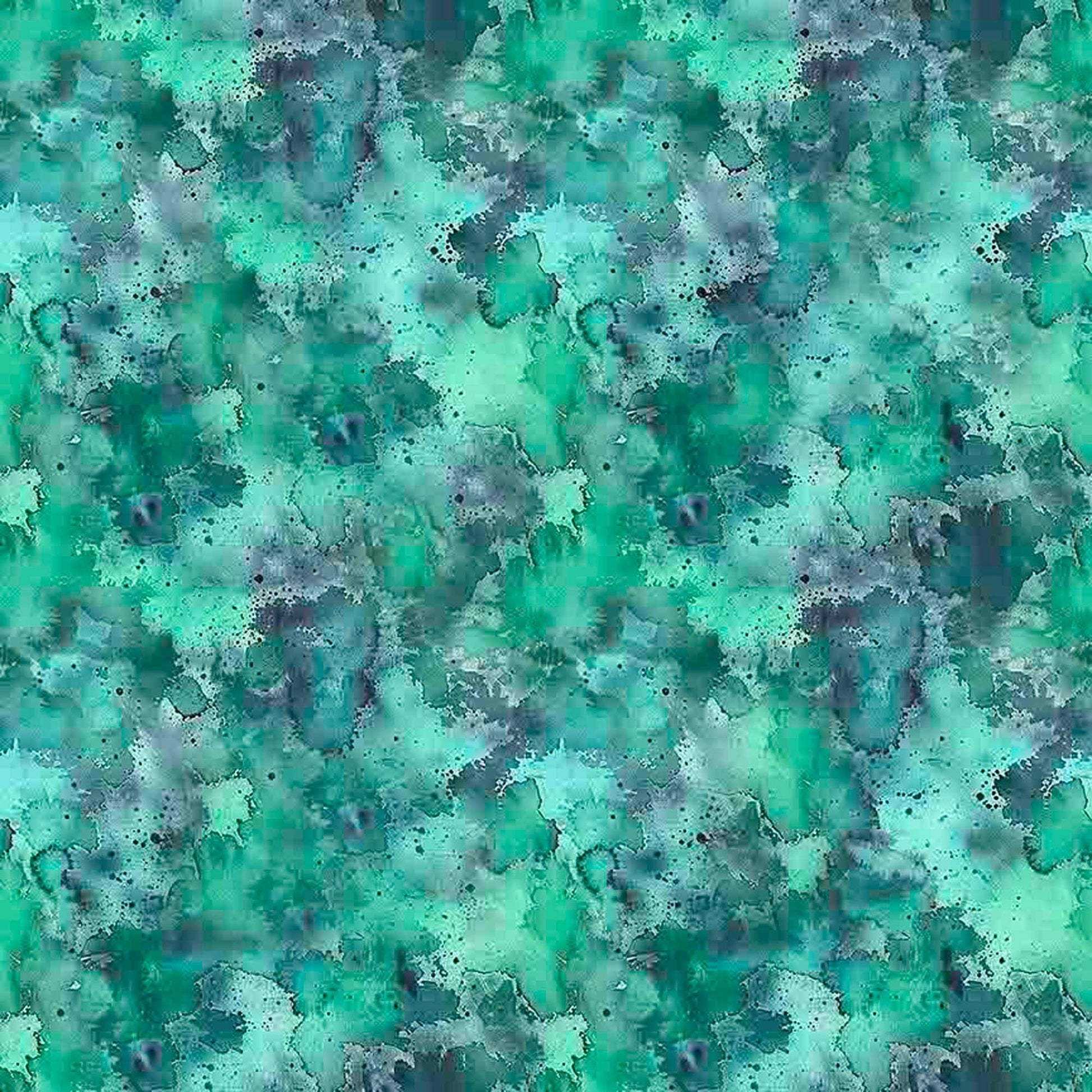 Image of Serenity Mottled Blender Turquoise quilting cotton fabric by Morris Creative Group for QT Fabrics. Features texture on a blue background. Cute Little Fabric Shop