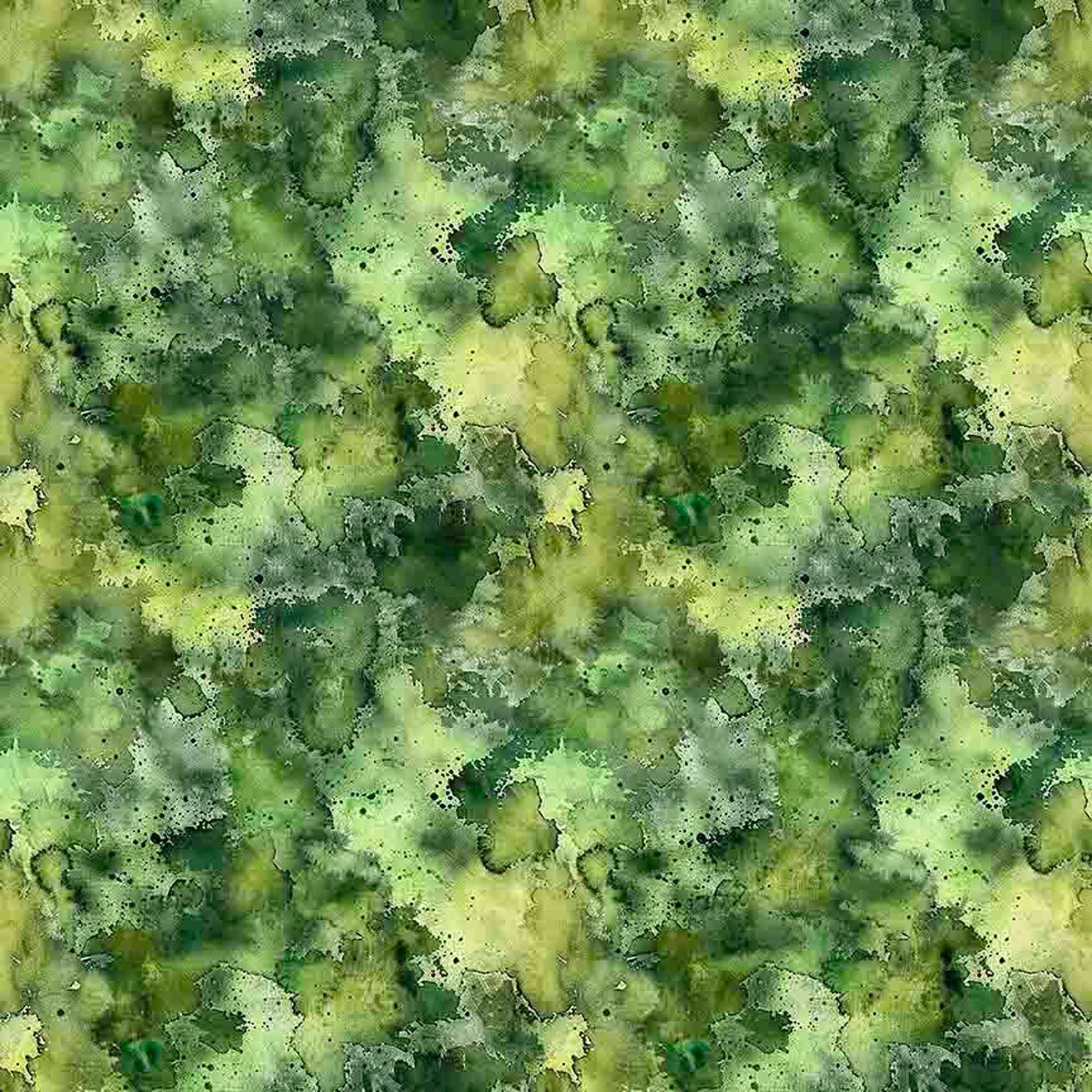 Image of Serenity Mottled Blender Green quilting cotton fabric by Morris Creative Group for QT Fabrics. Features texture on a green background. Cute Little Fabric Shop