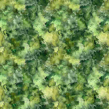 Image of Serenity Mottled Blender Green quilting cotton fabric by Morris Creative Group for QT Fabrics. Features texture on a green background. Cute Little Fabric Shop