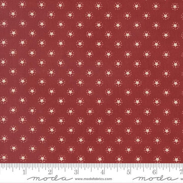 Image of America 250 Years Starbright Brave Crimson quilting cotton fabric by Deb Strain for Moda Fabrics. Features stars on a red background. Cute Little Fabric Shop.