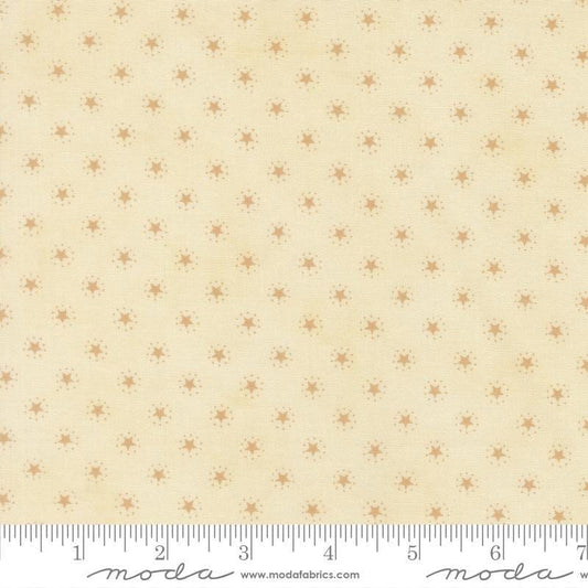 Image of America 250 Years Starbright Parchment Tan quilting cotton fabric by Deb Strain for Moda Fabrics. Features stars on a cream background. Cute Little Fabric Shop.