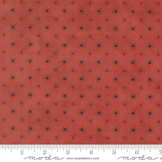 Image of America 250 Years Starbright Valor Red quilting cotton fabric by Deb Strain for Moda Fabrics. Features stars on a red background. Cute Little Fabric Shop.