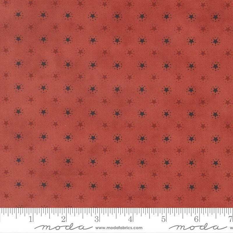 Image of America 250 Years Starbright Valor Red quilting cotton fabric by Deb Strain for Moda Fabrics. Features stars on a red background. Cute Little Fabric Shop.