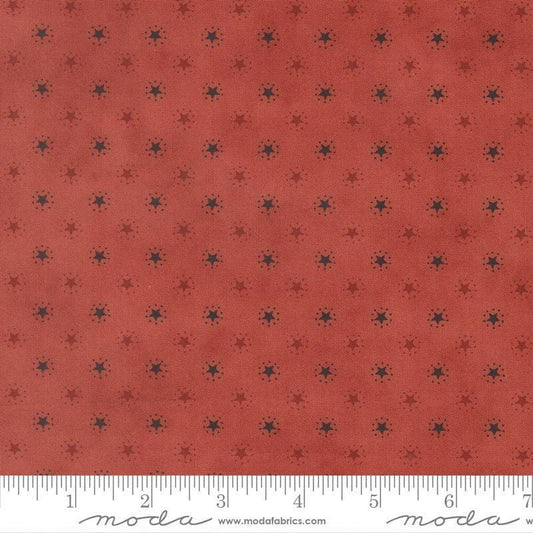Image of America 250 Years Starbright Valor Red quilting cotton fabric by Deb Strain for Moda Fabrics. Features stars on a red background. Cute Little Fabric Shop.