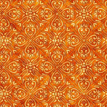Creepin' It Real Scroll Medallion Pumpkin Orange Halloween Fabric - 30392 - QT Fabrics - Quilting Cotton Fabric