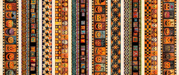 Creepin' It Real Halloween Stripe Multi Orange Striped Fabric - 30386 - QT Fabrics Quilting Cotton Fabric