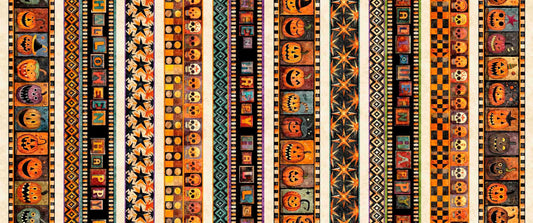 Creepin' It Real Halloween Stripe Multi Orange Striped Fabric - 30386 - QT Fabrics Quilting Cotton Fabric
