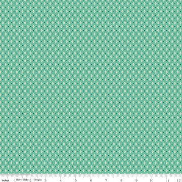 Image of Berry & Sage Diamonds Leaf quilting cotton fabric by Lori Holt for Riley Blake Designs. Features a geometric pattern on a green background. Cute Little Fabric Shop.