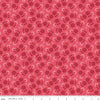 Image of Berry & Sage Roses Tea Rose quilting cotton fabric by Lori Holt for Riley Blake Designs. Features flowers on a pink background. Cute Little Fabric Shop.