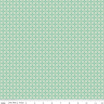 Image of Berry & Sage Vintage Sage quilting cotton fabric by Lori Holt for Riley Blake Designs. Features flowers on a green background. Cute Little Fabric Shop.