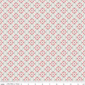Image of Berry & Sage Wallpaper Latte quilting cotton fabric by Lori Holt for Riley Blake Designs. Features flowers on a cream background. Cute Little Fabric Shop.