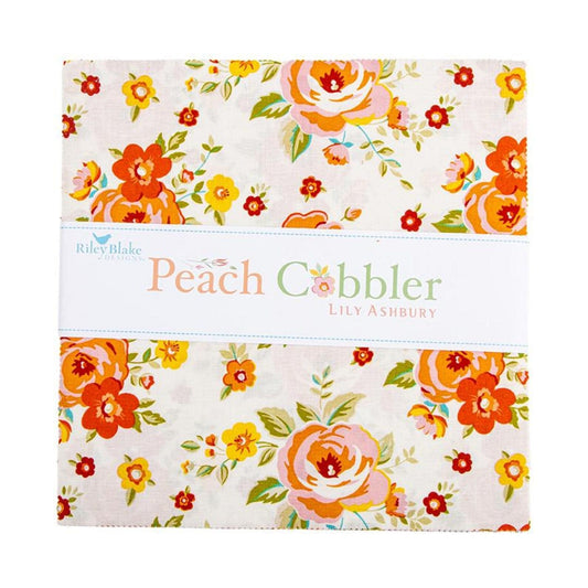 Peach Cobbler 10" Stacker Floral Fabric - 10-17420-42 - 42-piece Precut - Riley Blake Quilting Cotton Fabric