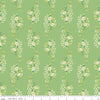 Image of Peach Cobbler Daydream Green quilting cotton fabric by Lily Ashbury for Riley Blake Designs. Features flowers on a green background. Cute Little Fabric Shop.