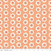 Image of Peach Cobbler Tea Tin Rose Peach quilting cotton fabric by Lily Ashbury for Riley Blake Designs. Features flowers on an orange background. Cute Little Fabric Shop.