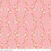 Image of Peach Cobbler Daydream Pink quilting cotton fabric by Lily Ashbury for Riley Blake Designs. Features flowers on a pink background. Cute Little Fabric Shop.