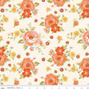Image of Peach Cobbler Heirloom Cream quilting cotton fabric by Lily Ashbury for Riley Blake Designs. Features flowers on a cream background. Cute Little Fabric Shop.