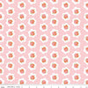 Image of Peach Cobbler Tea Tin Rose Pink quilting cotton fabric by Lily Ashbury for Riley Blake Designs. Features flowers on a pink background. Cute Little Fabric Shop.