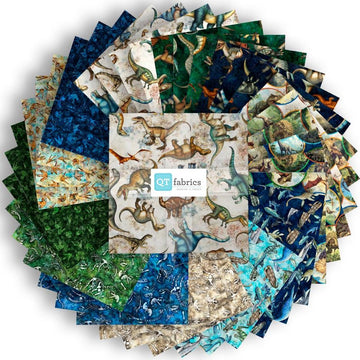 Savage Kingdom 10" Stacker Bundle Dinosaur Fabric - 10SQ SVKG 6PKE - 42-piece Precut - QT Fabrics Quilting Cotton Fabric