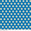 Image of Summer's in Town Cameo Blue quilting cotton fabric by Sandy Gervais for Riley Blake Designs. Features flowers on a blue background. Cute Little Fabric Shop.