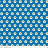 Image of Summer's in Town Cameo Blue quilting cotton fabric by Sandy Gervais for Riley Blake Designs. Features flowers on a blue background. Cute Little Fabric Shop.