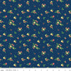 Image of Summer's in Town Floral Navy quilting cotton fabric by Sandy Gervais for Riley Blake Designs. Features flowers on a blue background. Cute Little Fabric Shop.