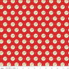 Image of Summer's in Town Cameo Red quilting cotton fabric by Sandy Gervais for Riley Blake Designs. Features flowers on a red background. Cute Little Fabric Shop.