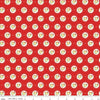 Image of Summer's in Town Cameo Red quilting cotton fabric by Sandy Gervais for Riley Blake Designs. Features flowers on a red background. Cute Little Fabric Shop.