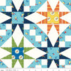 Image of Summer's in Town Cheater Print Multi quilting cotton fabric by Sandy Gervais for Riley Blake Designs. Features printed quilt blocks on a white background. Cute Little Fabric Shop.