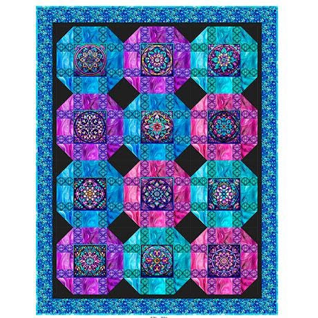 Posh Patchwork Quilt Kit Floral Fabric - FORSL KIT 7132A - QT Fabrics Quilting Cotton Fabric