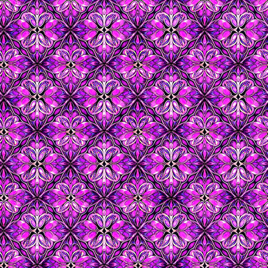 Image of Royale Geo Trellis Magenta quilting cotton fabric by Dan Morris for QT Fabrics. Features a geometric pattern on a purple background. Cute Little Fabric Shop.