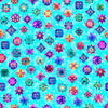 Image of Royale Ditzy Turquoise quilting cotton fabric by Dan Morris for QT Fabrics. Features flowers on a blue background. Cute Little Fabric Shop.