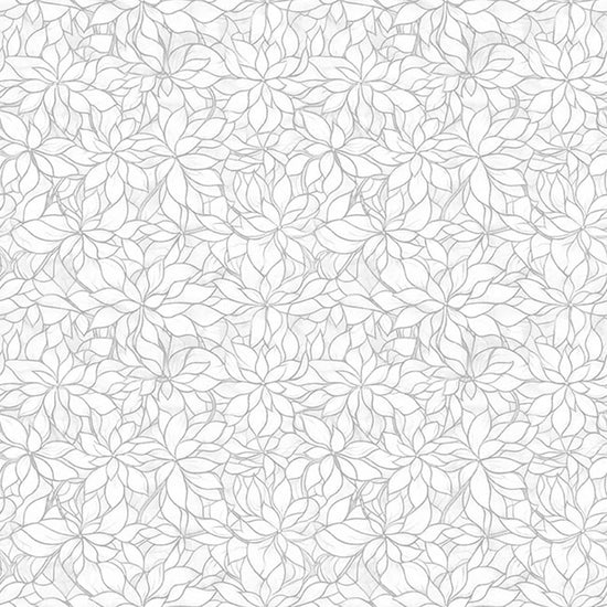 Image of Royale Packed Floral Gray quilting cotton fabric by Dan Morris for QT Fabrics. Features flowers on a white background. Cute Little Fabric Shop.
